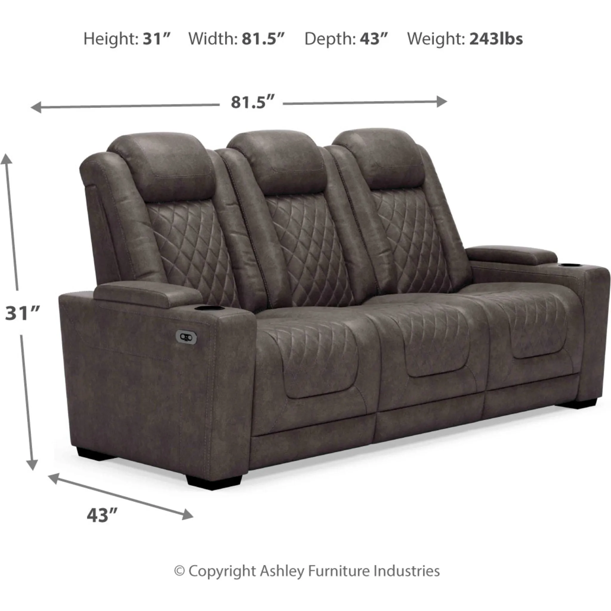 HyllMont Reclining Sofa with Power