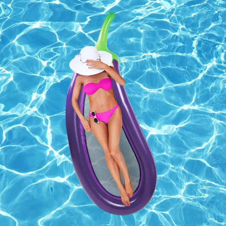 Inflatable Eggplant Shaped Floating Mat Swimming Ring, Inflated Size: 265 x 105cm