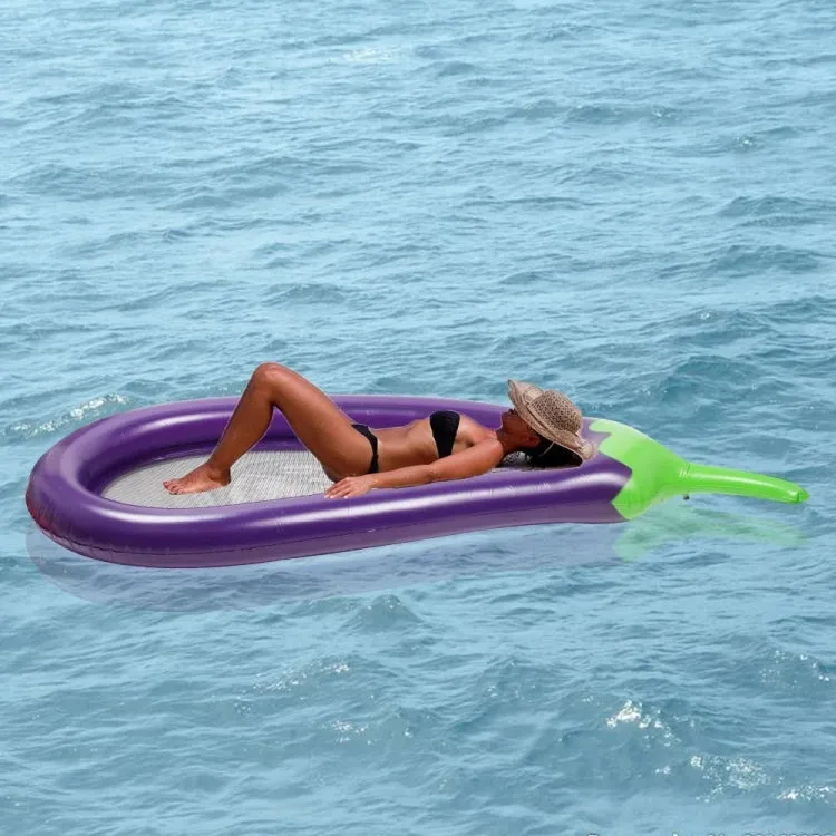 Inflatable Eggplant Shaped Floating Mat Swimming Ring, Inflated Size: 265 x 105cm