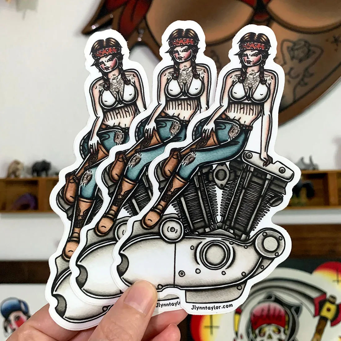 Ironhead Engine Pinup Sticker