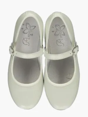 Ivory leather Mary Jane girl's shoes