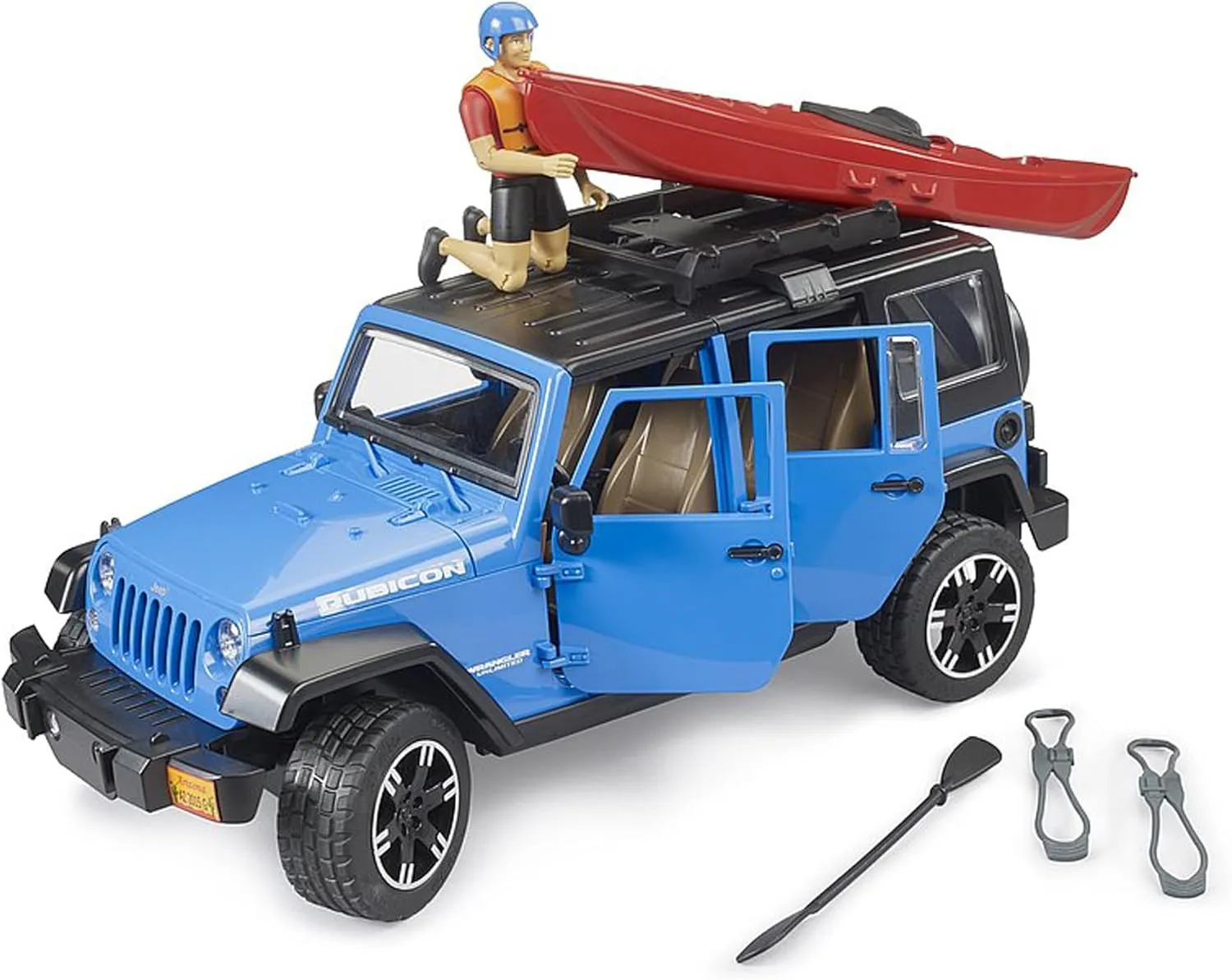 Jeep Wrangler Rubicon Unlimited with Kayak and Kayaker