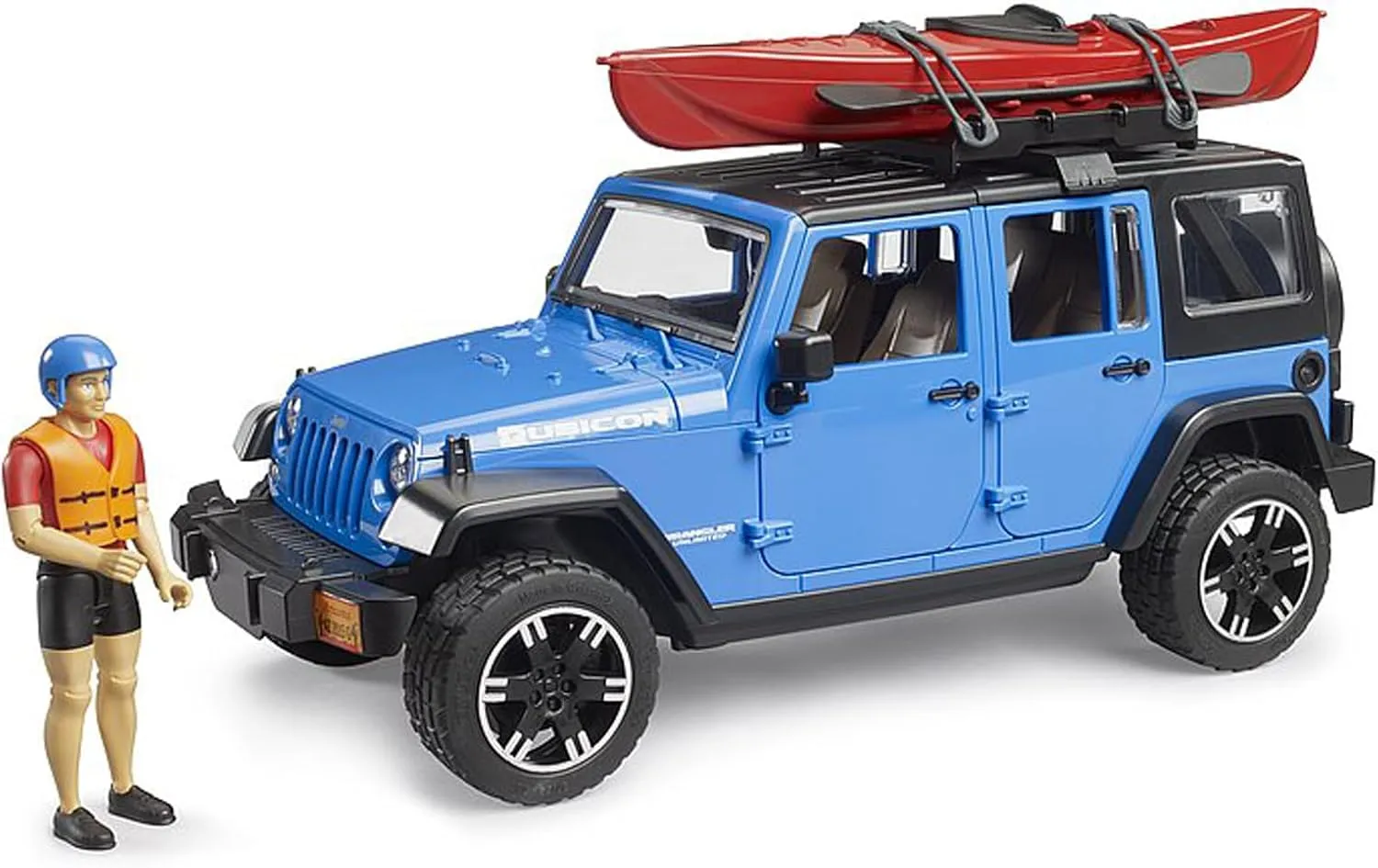 Jeep Wrangler Rubicon Unlimited with Kayak and Kayaker