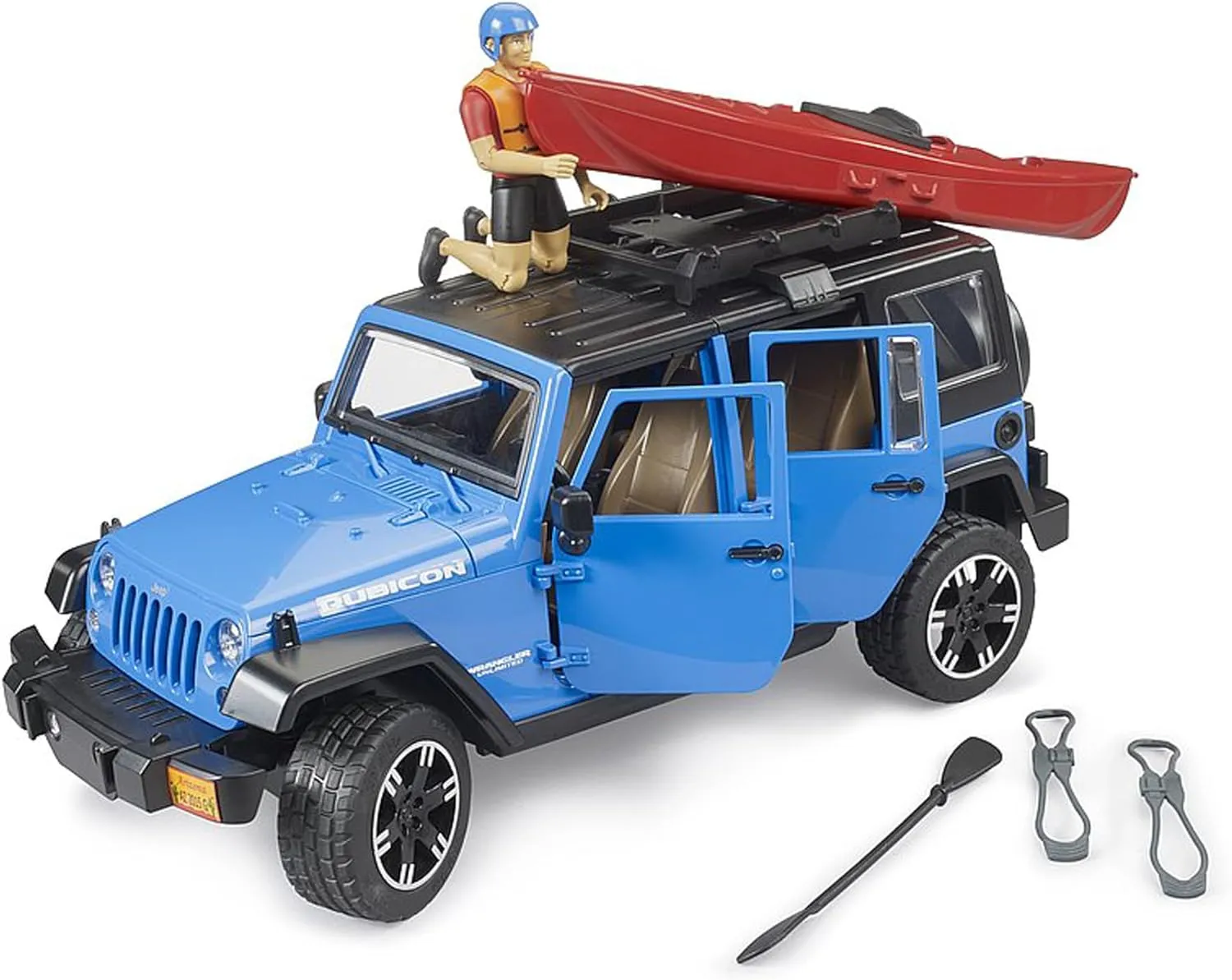 Jeep Wrangler Rubicon Unlimited with Kayak and Kayaker