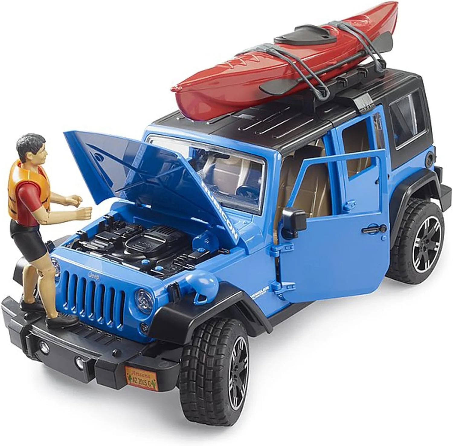 Jeep Wrangler Rubicon Unlimited with Kayak and Kayaker