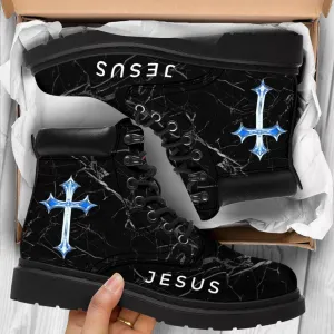 Jesus Black Leather Boots 1 - Christian Shoes For Men And Women