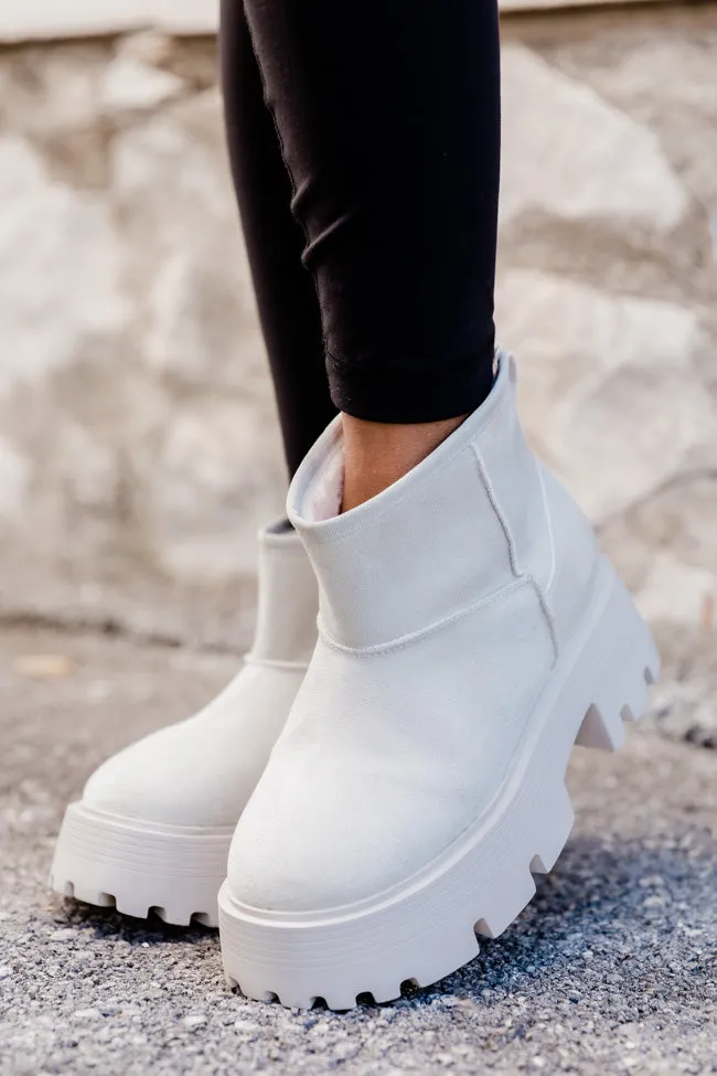 Kate Off White Suede Lug Ankle Booties FINAL SALE