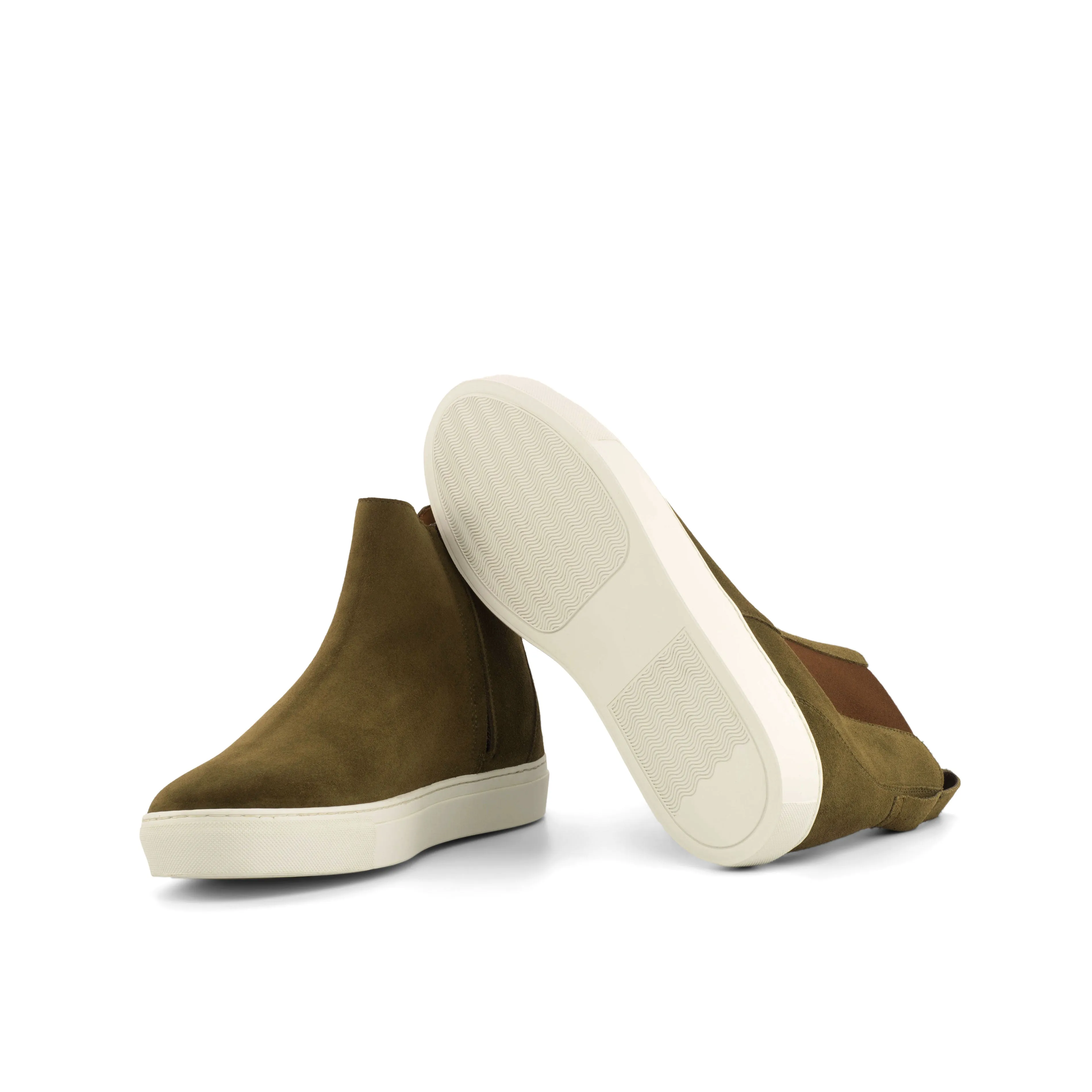 Khaki Suede Chelsea Sneaker Boots