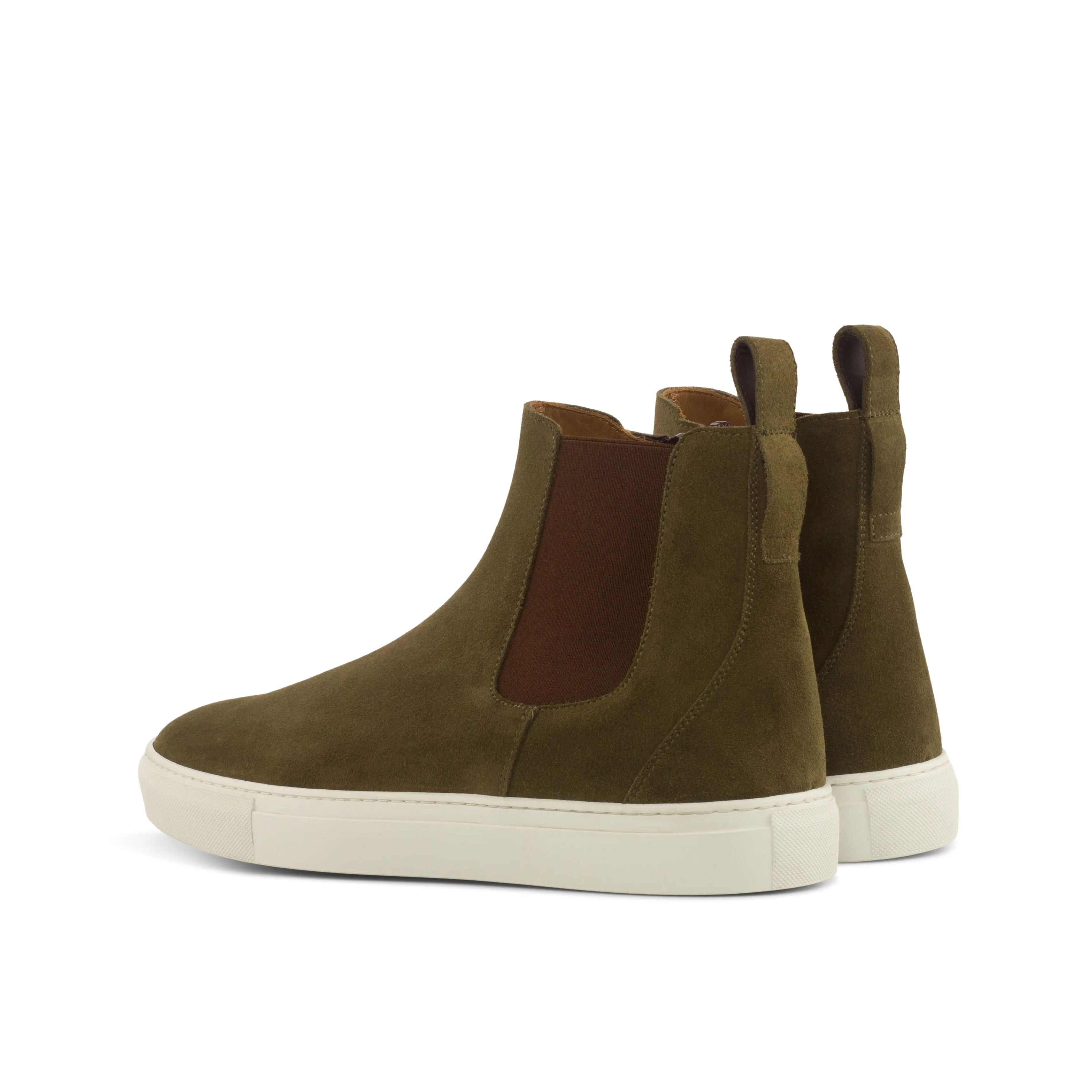 Khaki Suede Chelsea Sneaker Boots