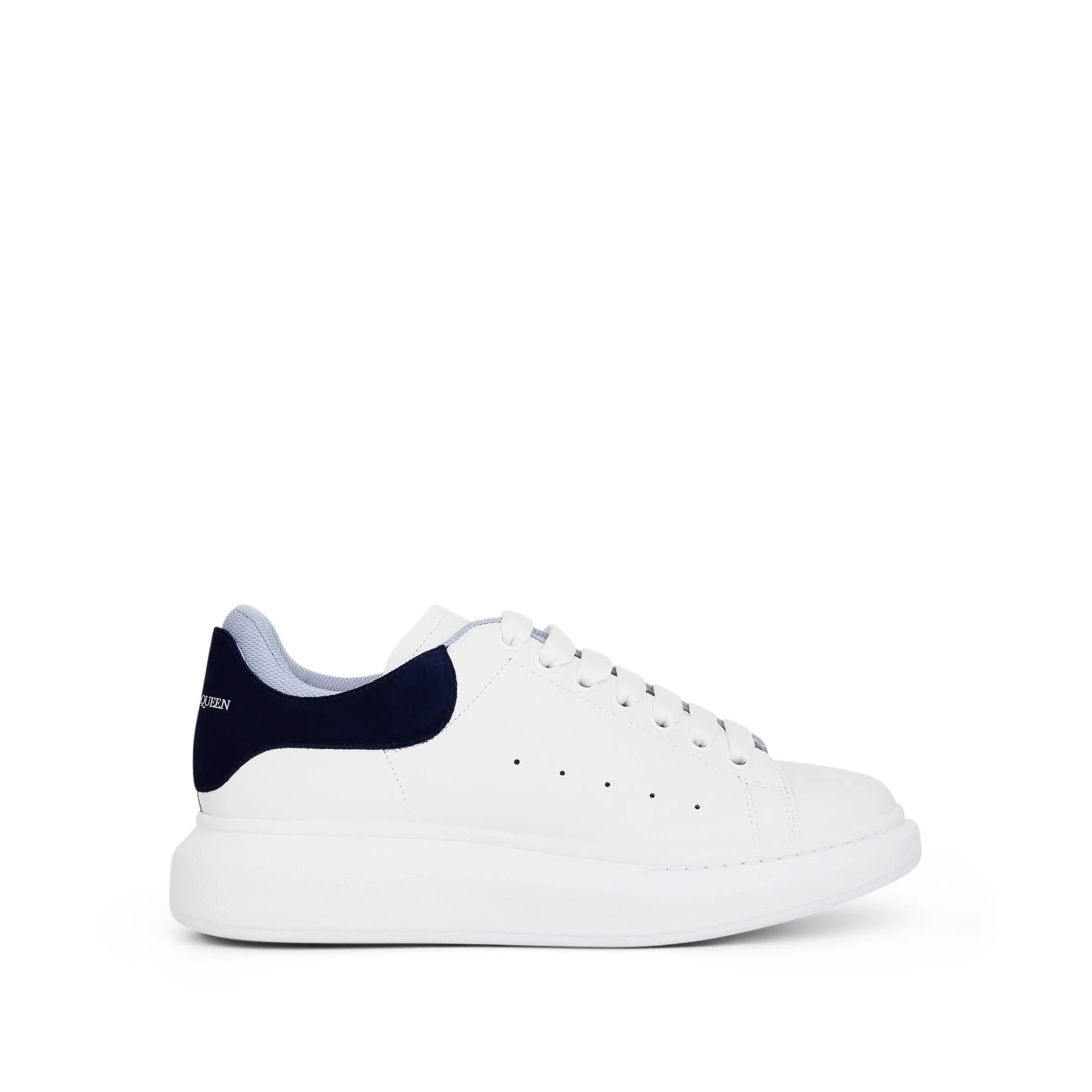 Larry Double Heel Sneaker in White/Navy/Blue