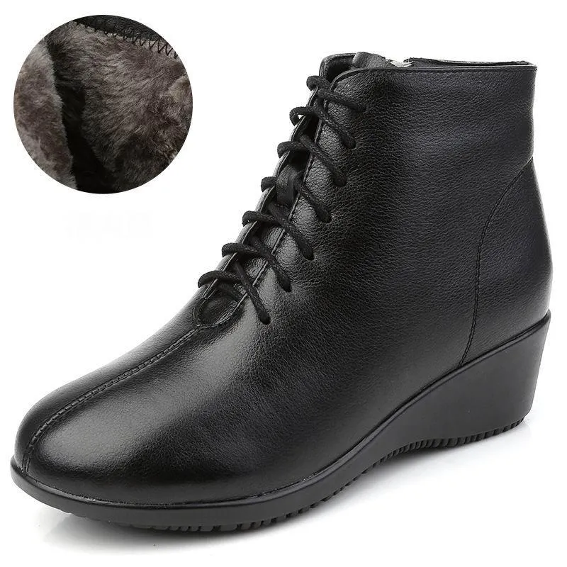 Leather Women Ankle Boots Casual Shoes GCSRG44 Wedges Comfortable Booties