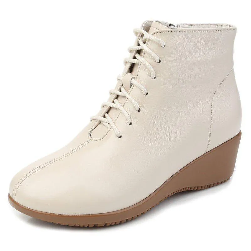 Leather Women Ankle Boots Casual Shoes GCSRG44 Wedges Comfortable Booties