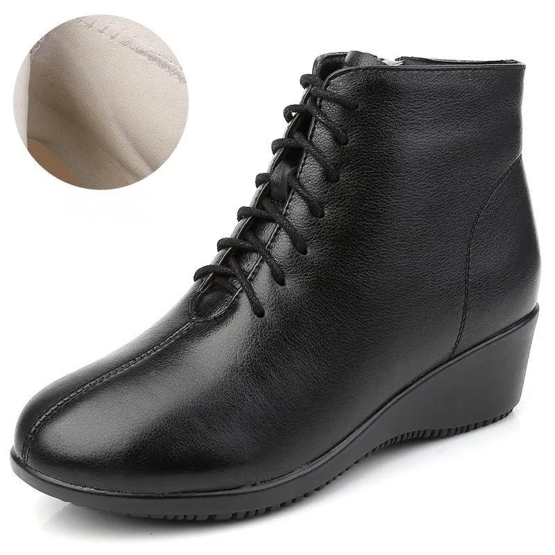 Leather Women Ankle Boots Casual Shoes GCSRG44 Wedges Comfortable Booties