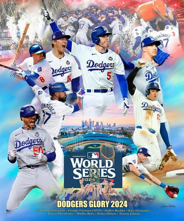 Los Angeles Dodgers "2024 Glory" World Series Champions Premium Art Collage Poster - Wishum Gregory