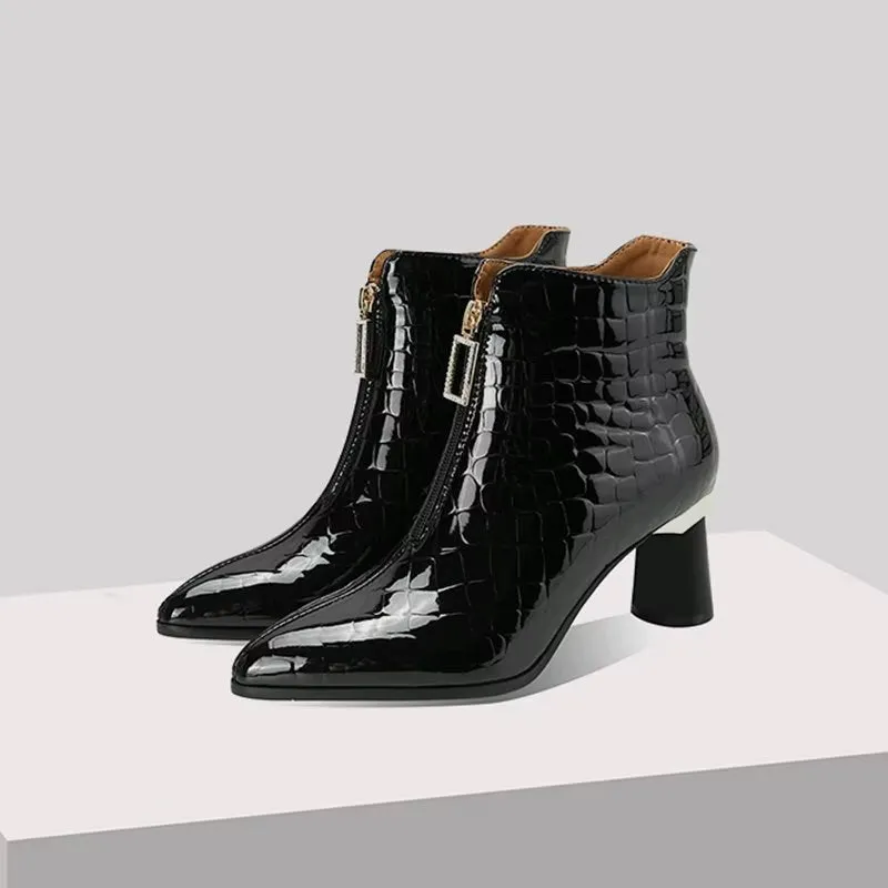 Luxury CrocTex Pointed Ankle Boots