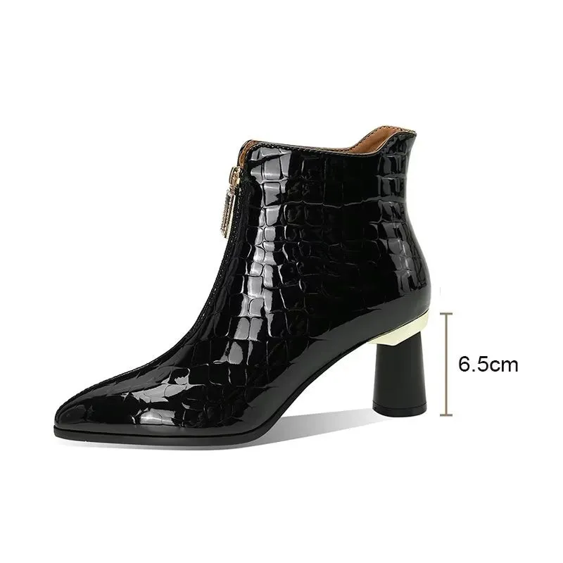 Luxury CrocTex Pointed Ankle Boots