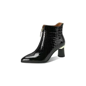 Luxury CrocTex Pointed Ankle Boots