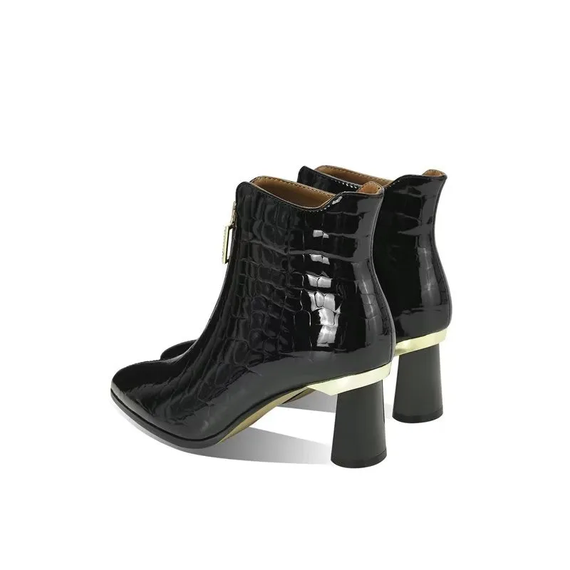 Luxury CrocTex Pointed Ankle Boots