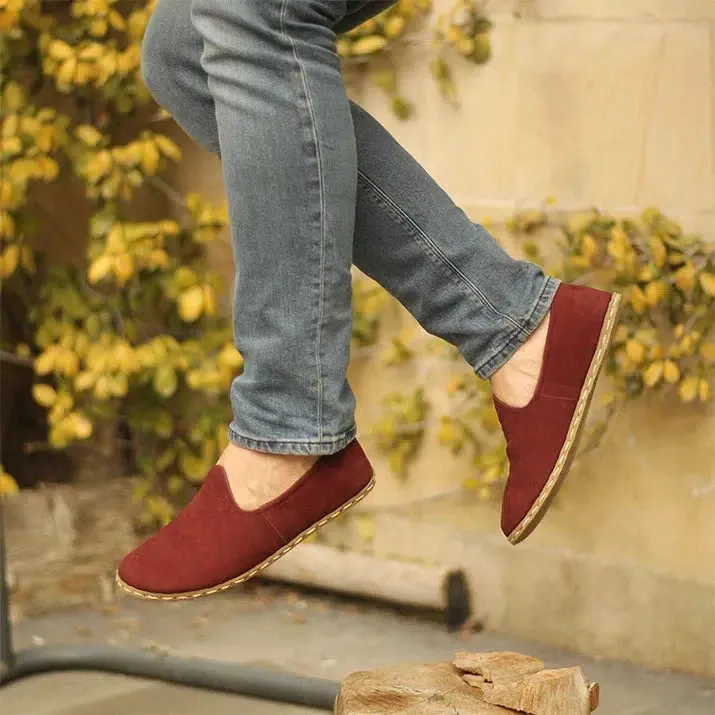 Men's Barefoot Grounding Shoes Nubuck Burgundy