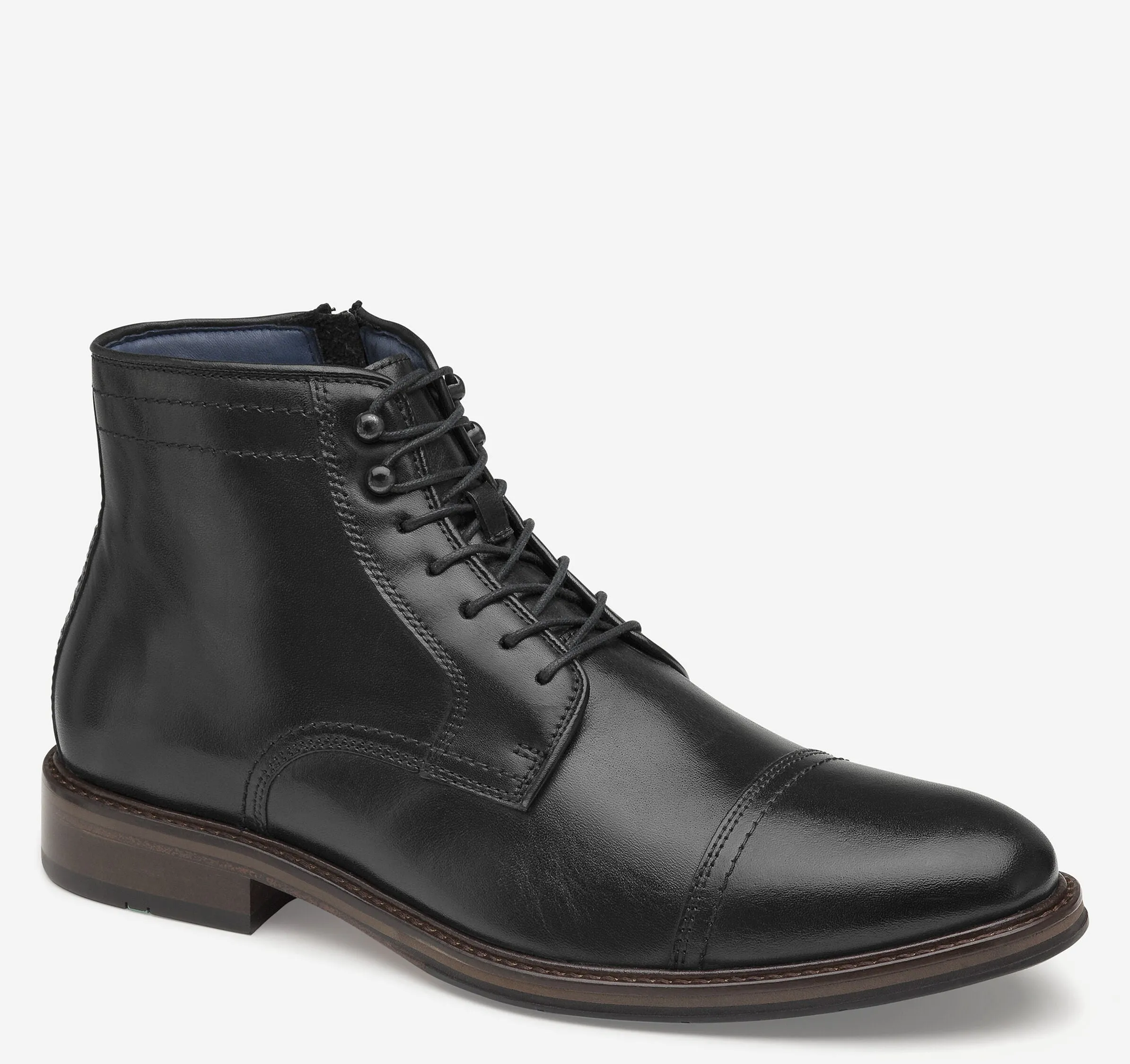 Men's Johnston & Murphy | XC Flex™ Raleigh Cap Toe Zip Boot | Black Full Grain