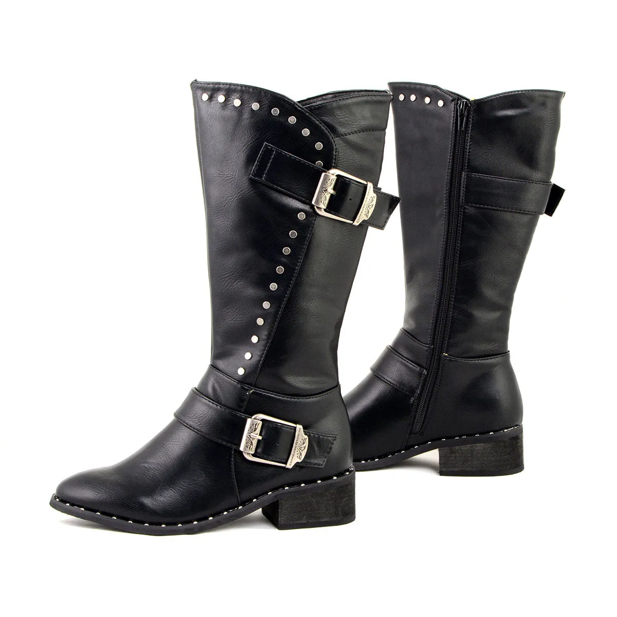 Milwaukee Leather MBL9423 Women's Black Studded Fashion Casual Boots