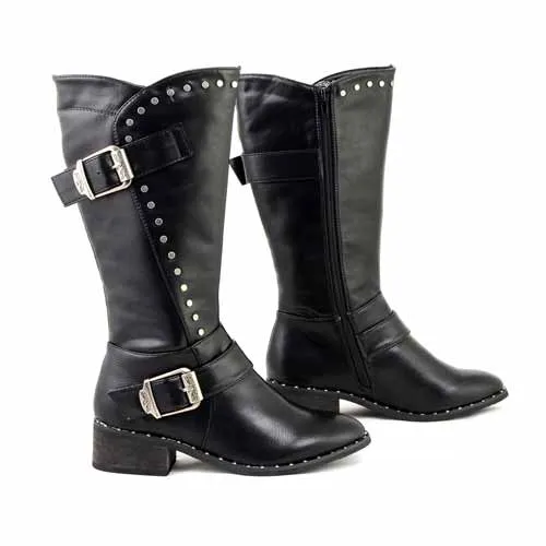 Milwaukee Leather MBL9423 Women's Black Studded Fashion Casual Boots