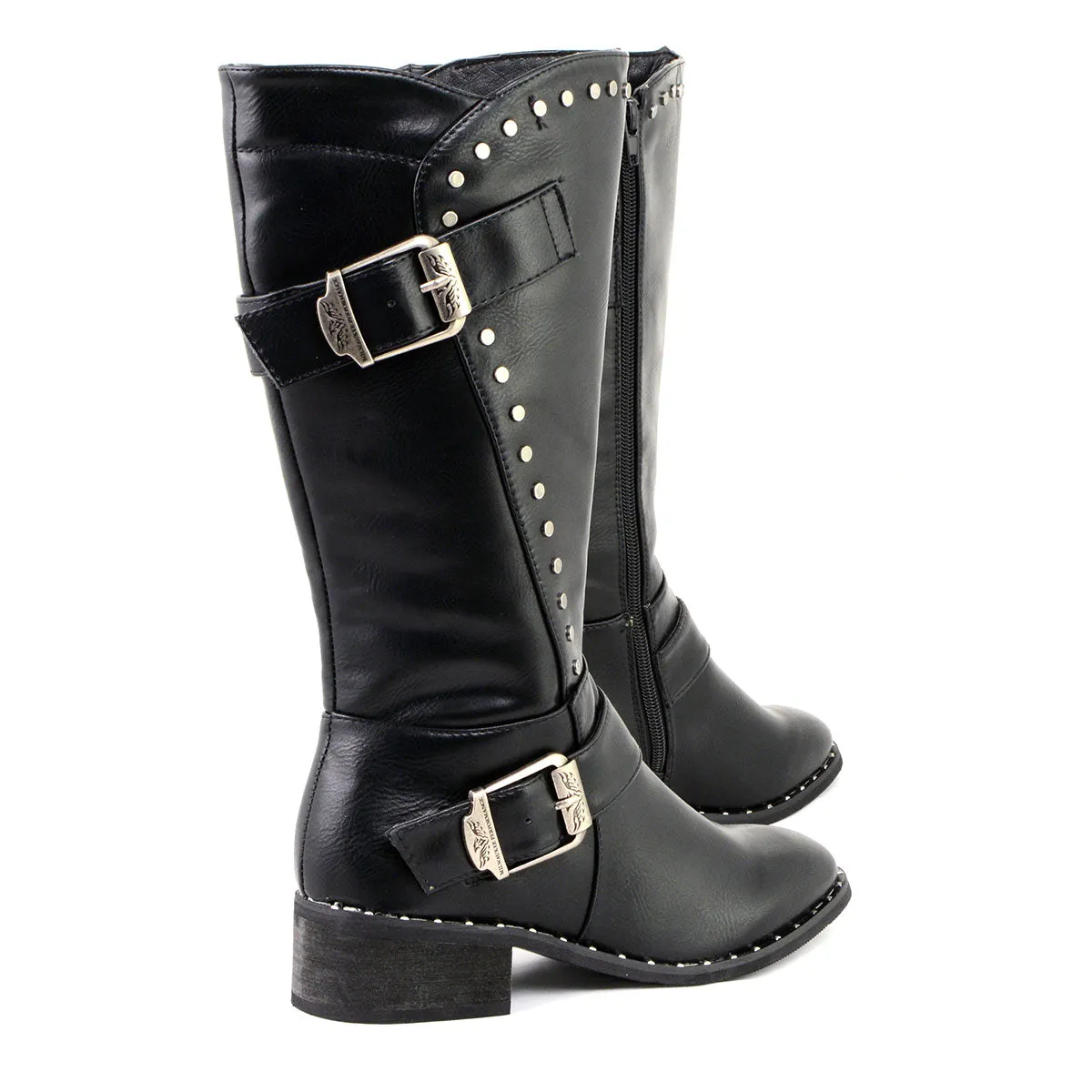 Milwaukee Leather MBL9423 Women's Black Studded Fashion Casual Boots