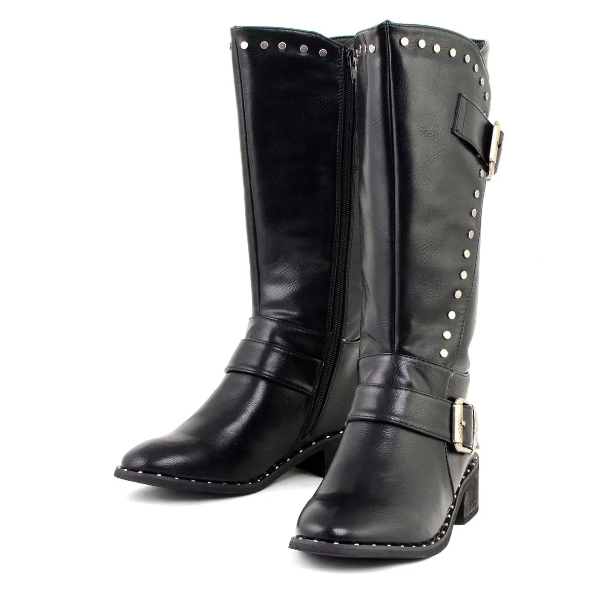 Milwaukee Leather MBL9423 Women's Black Studded Fashion Casual Boots