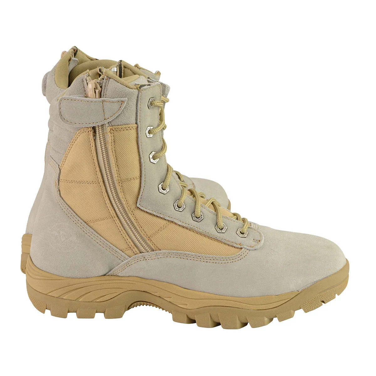 Milwaukee Leather MBM9111 Men's Lace-Up Desert Sand 9-Inch Leather Tactical Boots with Side Zippers