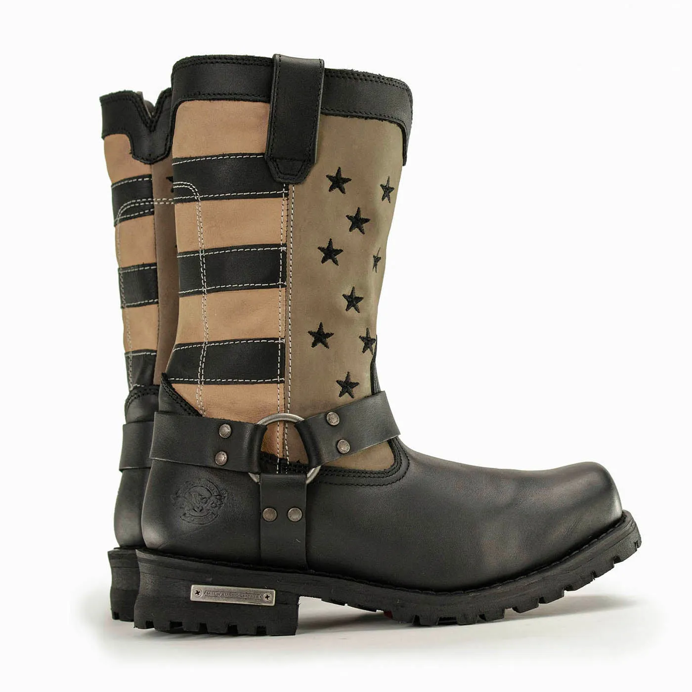 Milwaukee Leather Men's Stars and Stripes Black with Tan Motorcycle