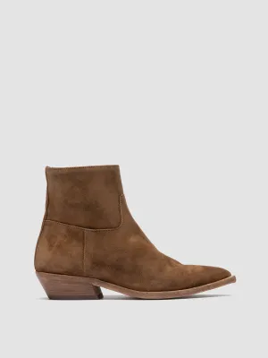 NOELIE DD 102 - Light Brown Suede Zipped Boots