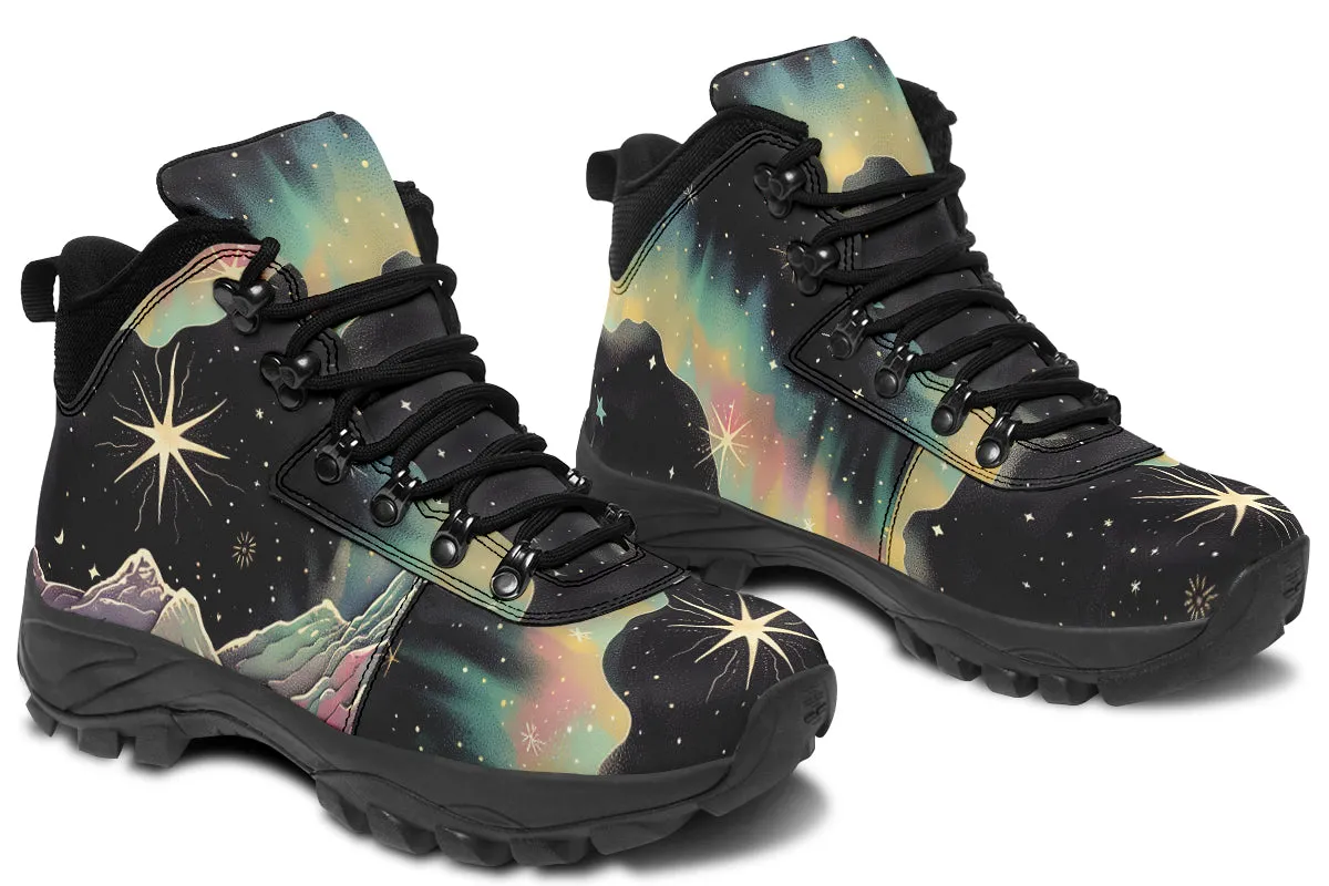 Northern Lights Outdoor Boots - Water Resistant Vegan Leather Trekking Shoes with Durable Soles