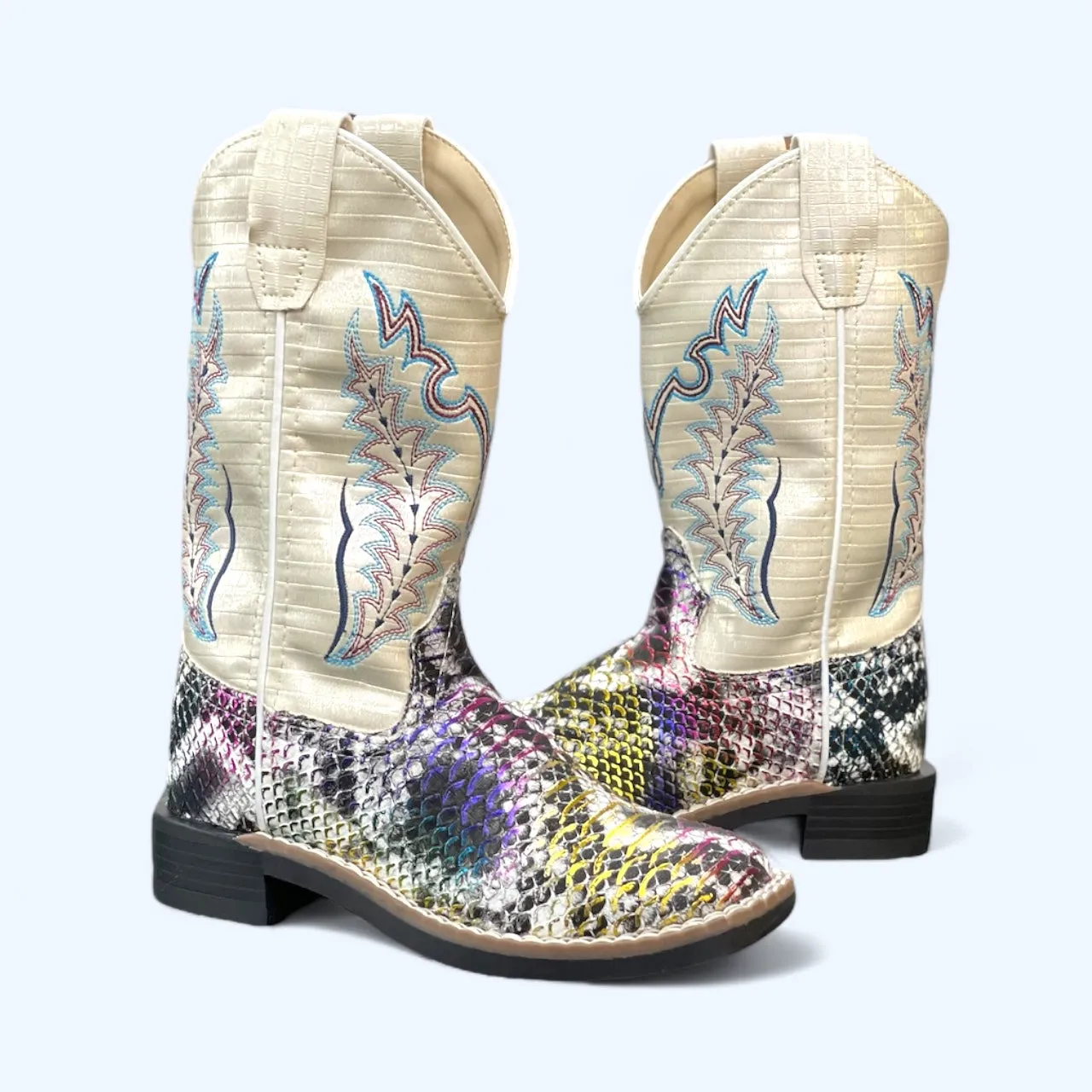 Old West Girls Rainbow Python Square Toe Boot VB9177