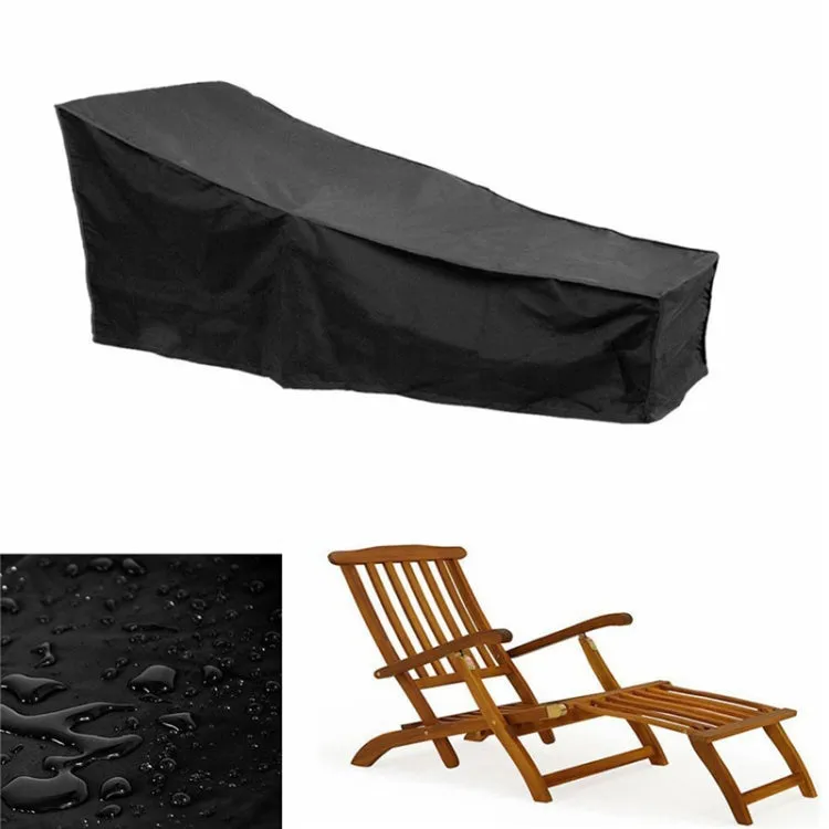 Outdoor Beach Chair Dustproof And Waterproof Cover Rocking Chair Furniture Protective Cover, Size: 200x40x85cm(Black Silver)