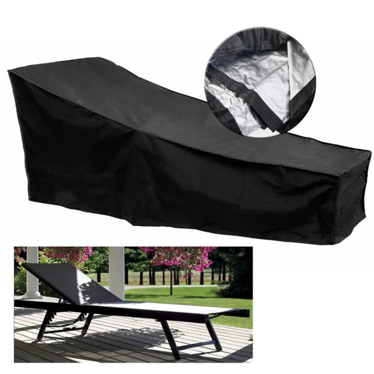 Outdoor Beach Chair Dustproof And Waterproof Cover Rocking Chair Furniture Protective Cover, Size: 200x40x85cm(Black Silver)