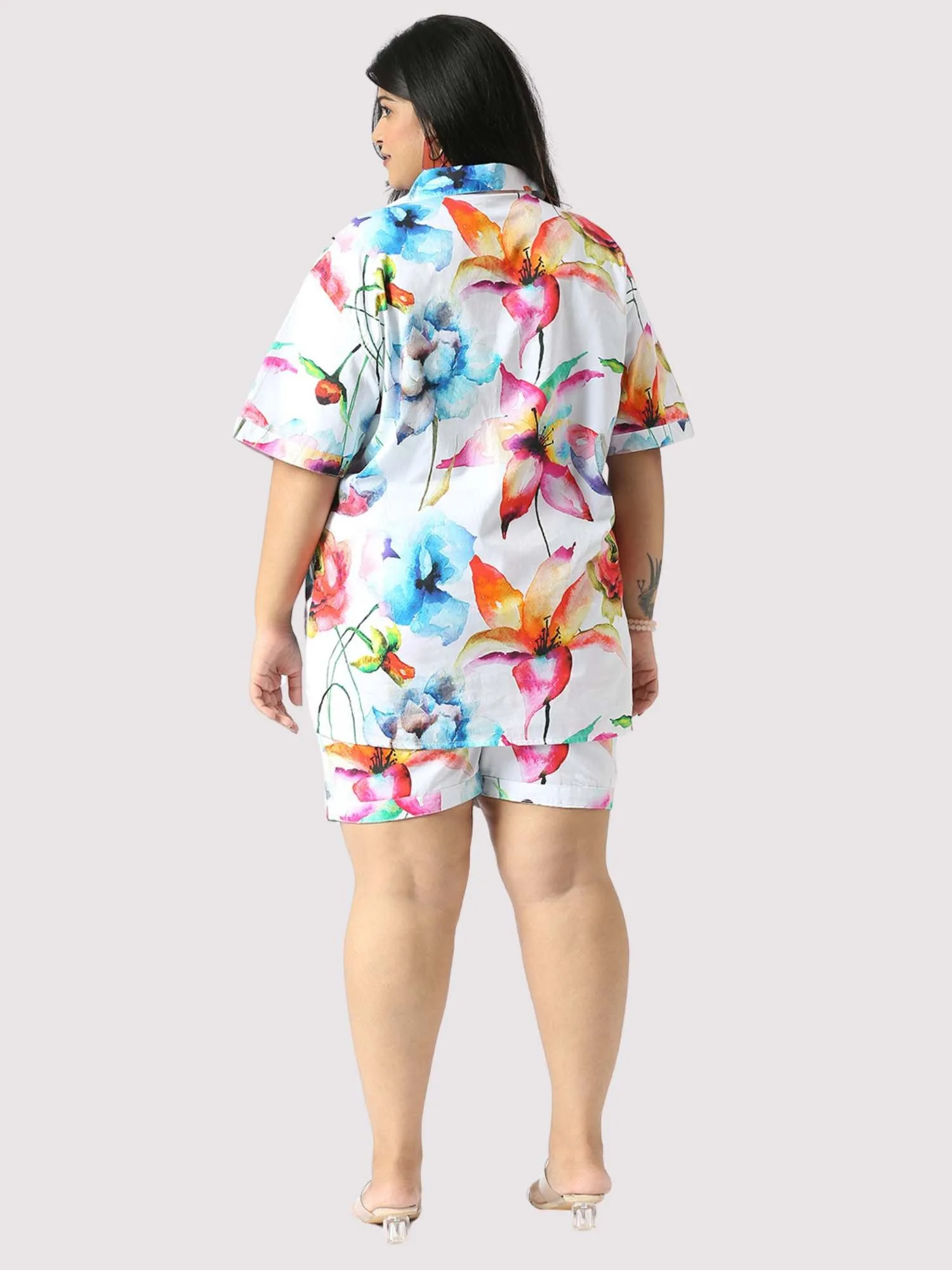 Petals Plus Size Women's Half Co-ord Set