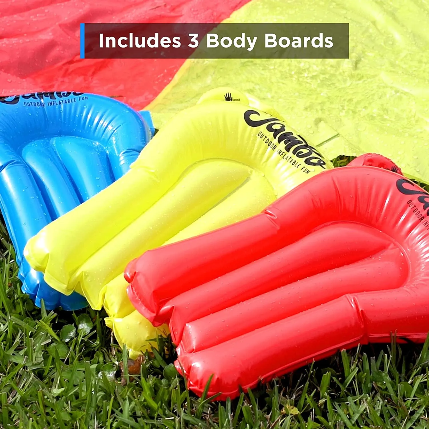 Premium Slip Splash and Slide with 3 Bodyboards, Heavy Duty Water Slide with Advanced 3-Way Water Sprinkler System, Backyard Waterslide Outdoor Water Toys N Slides for Kids