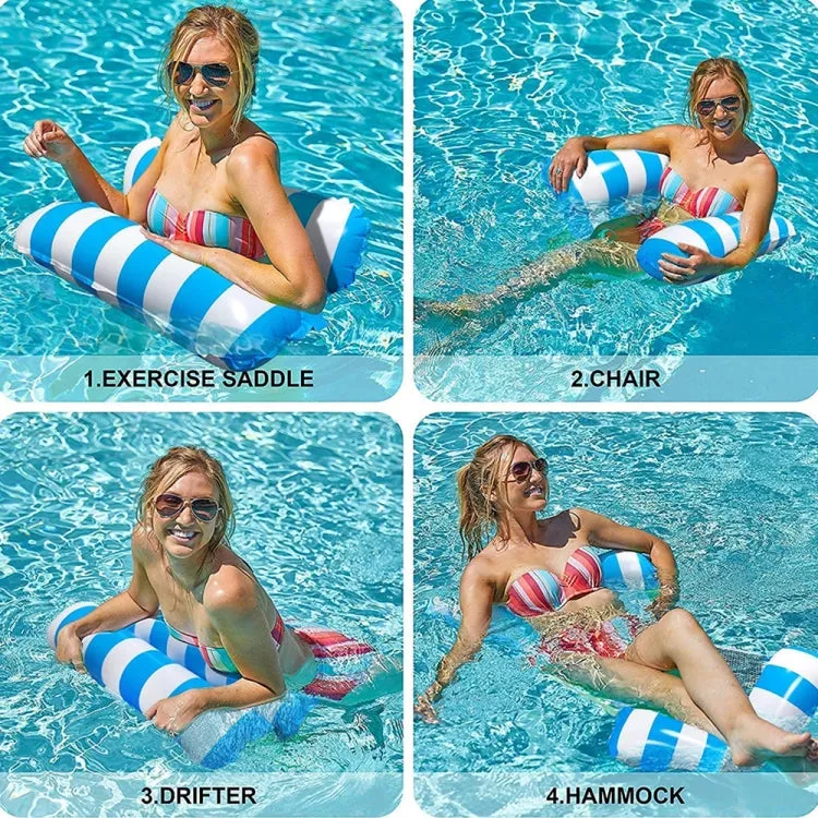 PVC Inflatable Hammock Adult Swimming Floating Row, Size: 120 x 70cm(Light Blue Striped)