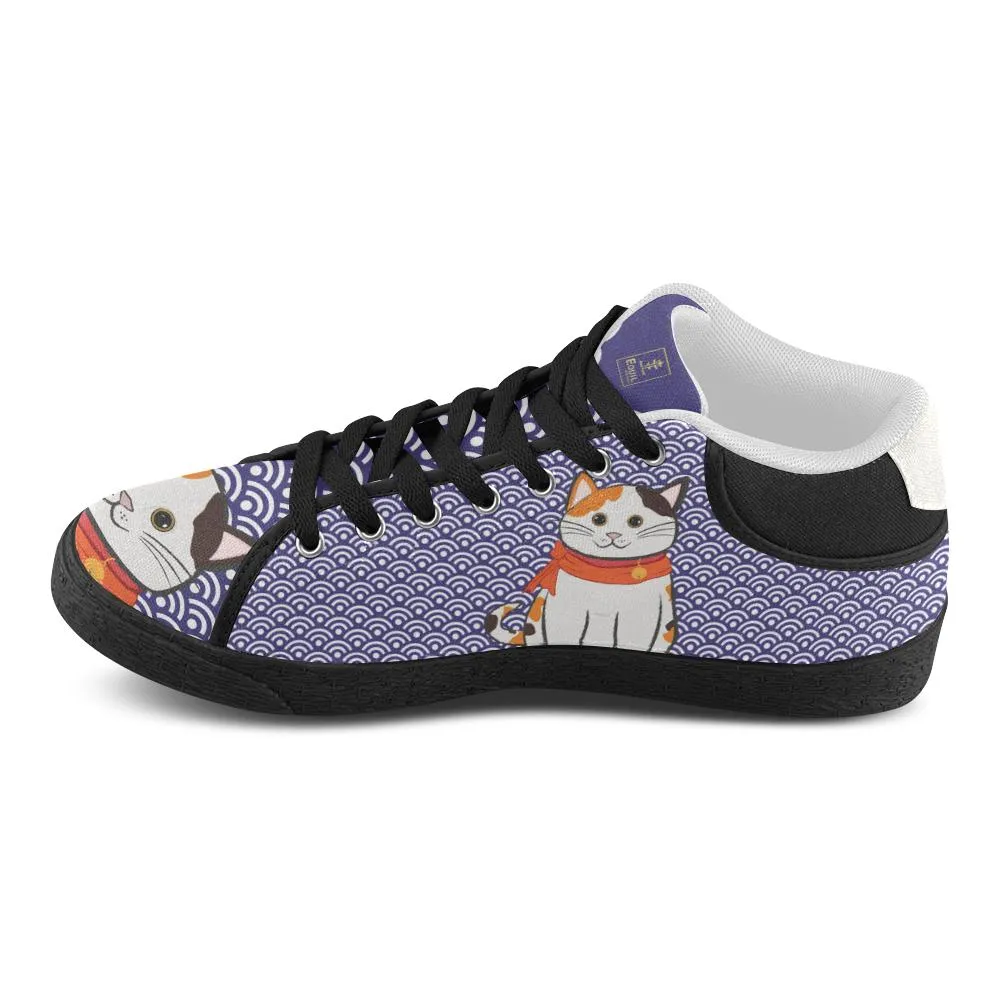 "Manekiko" - Beckoning Cat Canvas Sneakers - Womens