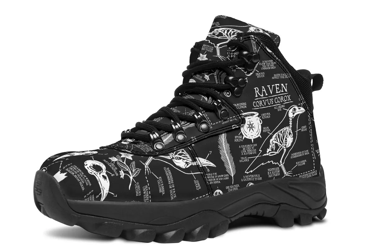 Raven Study Outdoor Boots - Water Resistant Vegan Leather Trekking Shoes with Durable Soles