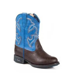 Roper Toddlers Lightning Western Boots Tan/Blue