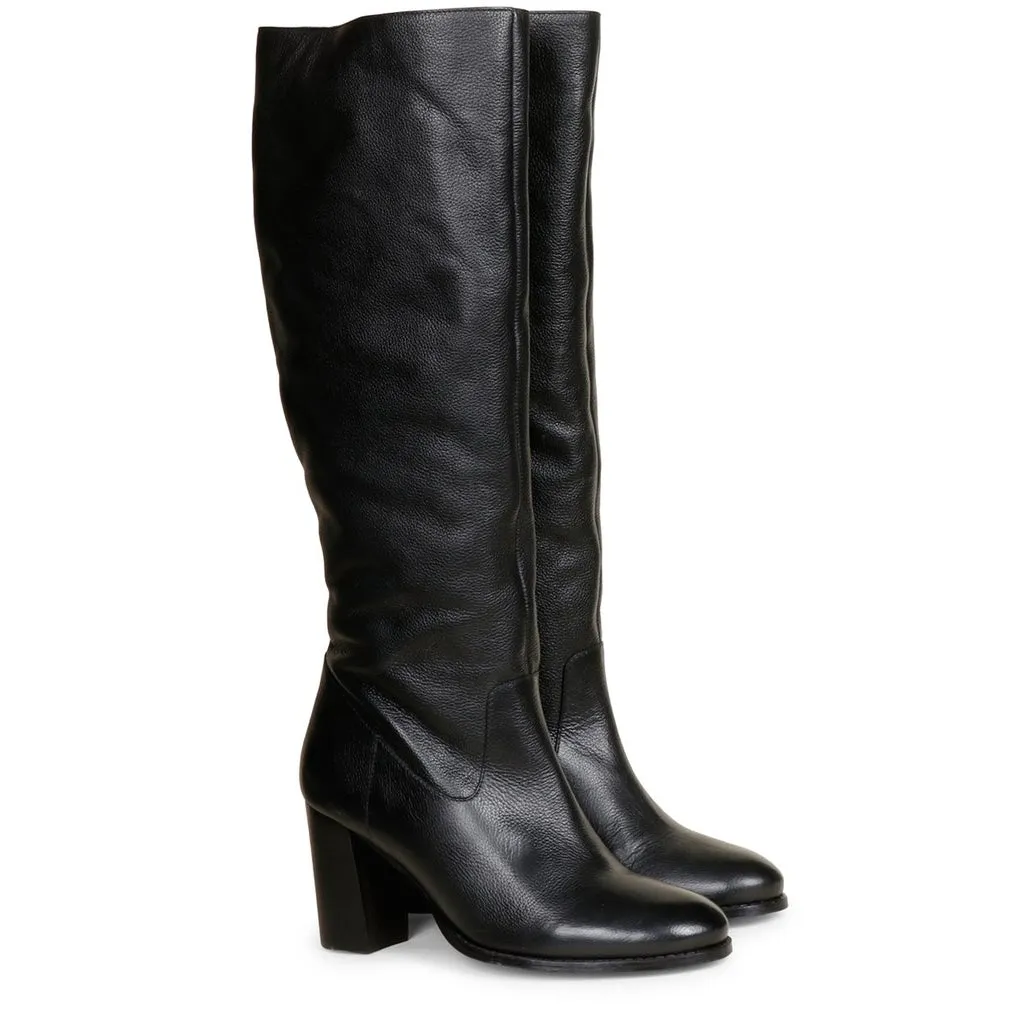 Saint Claretta Black Leather Knee High Slouch Boots