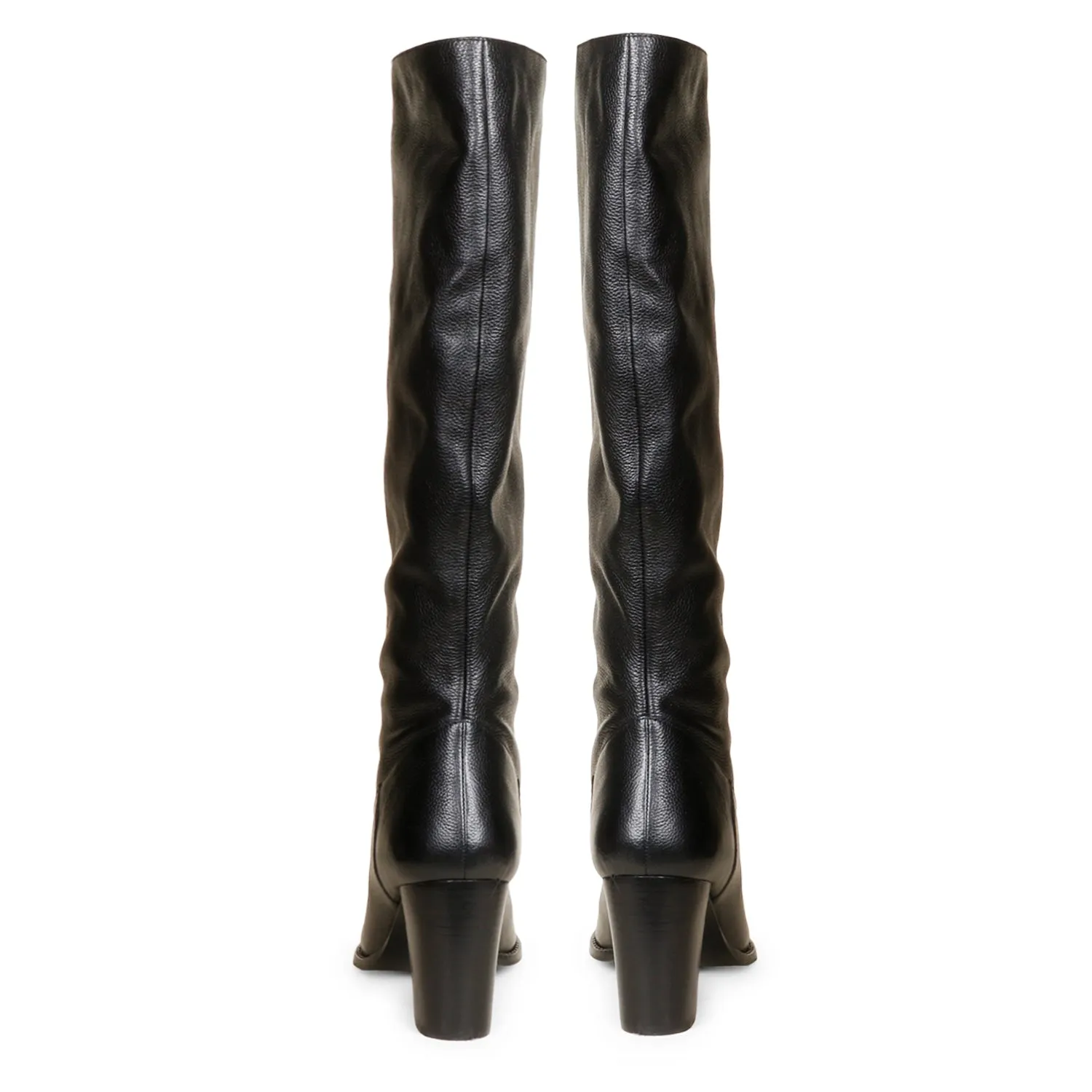 Saint Claretta Black Leather Knee High Slouch Boots