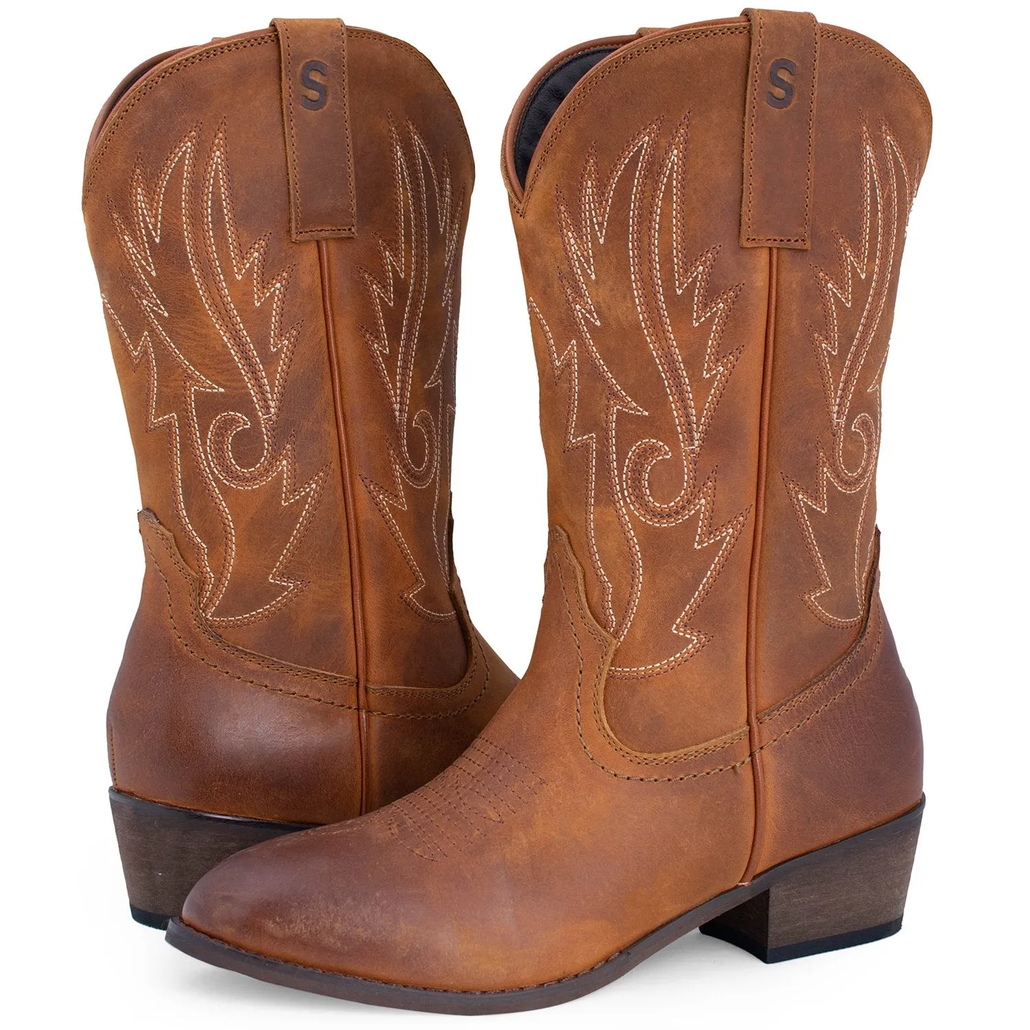 SheSole Women's Western Boots Round Toe Tan