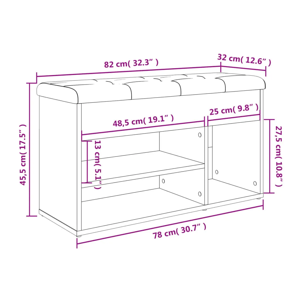 Shoe Bench White 82x32x45.5 cm Engineered Wood