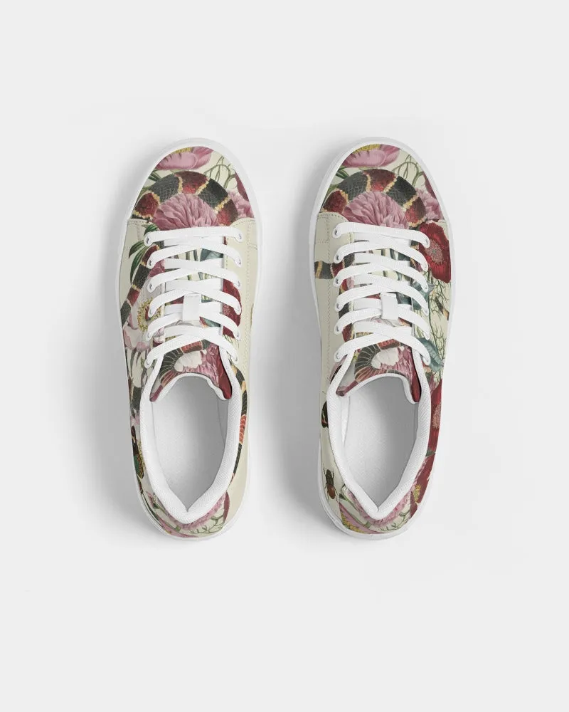 SMF Snake On Flowers Masculine Faux-Leather Sneaker