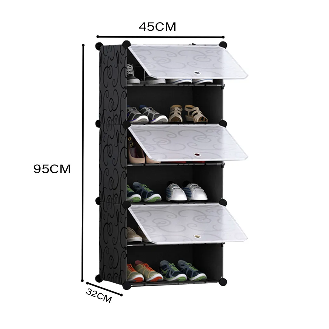 SOGA 6 Tier Shoe Rack Organizer Sneaker Footwear Storage Stackable Stand Cabinet Portable Wardrobe with Cover