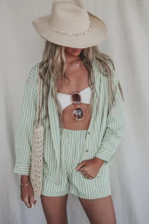 Something Minty Button Up Striped Top