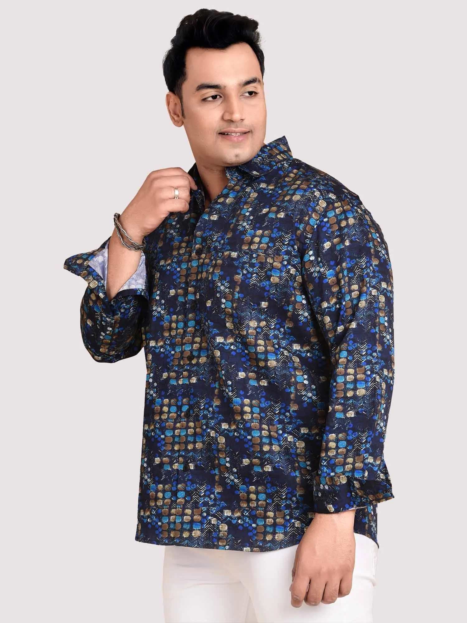 Square Dot Printed Full sleeve Men's Plus size