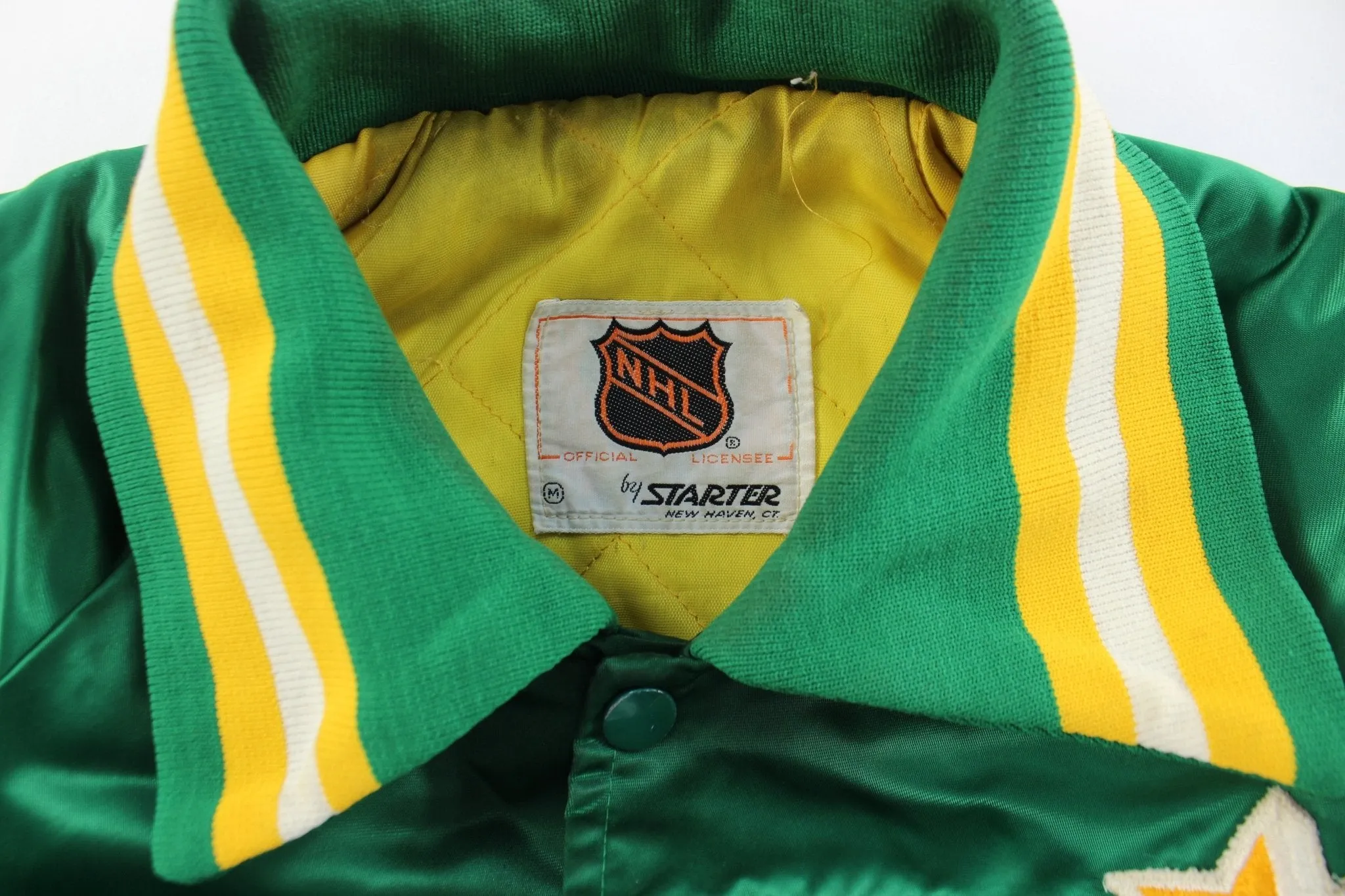 Starter Minnesota North Stars Green & Yellow Bomber Jacket